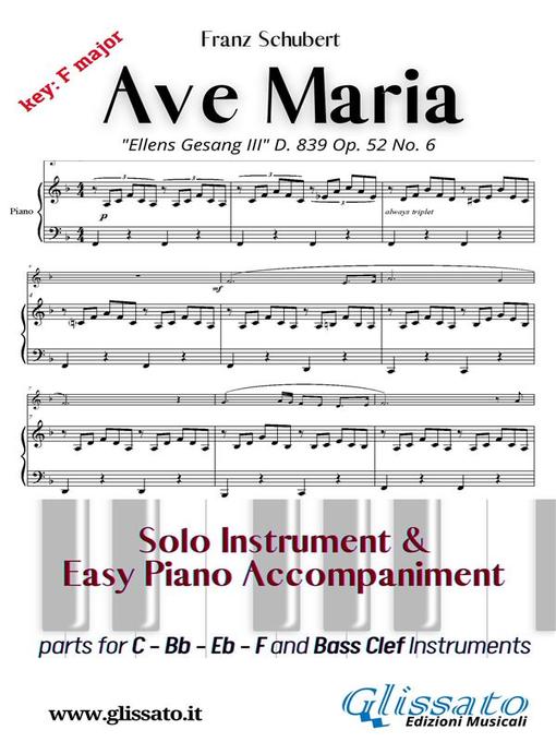 Title details for Ave Maria (Schubert)--Solo & Easy Piano (key F) by Franz Schubert - Wait list